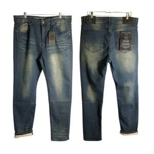 VGB Vintage‎ Genes Black Slim Fit W30x30L French Terry Denim Blue Jeans Men's